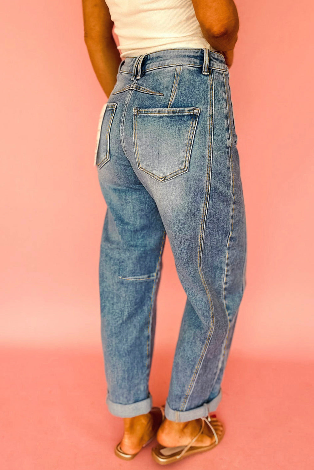 Dusk Blue Vintage Washed Seam Detail Shift Jeans