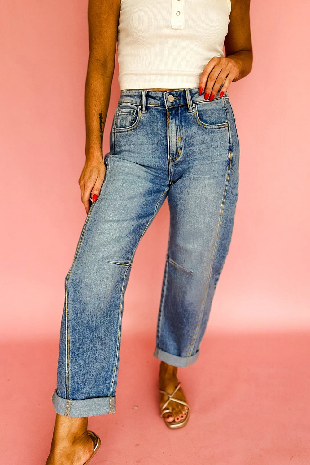 Dusk Blue Vintage Washed Seam Detail Shift Jeans